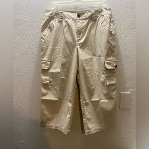 Lauren Ralph Lauren Women's 12 Wide Leg  Cream Cargo Capris